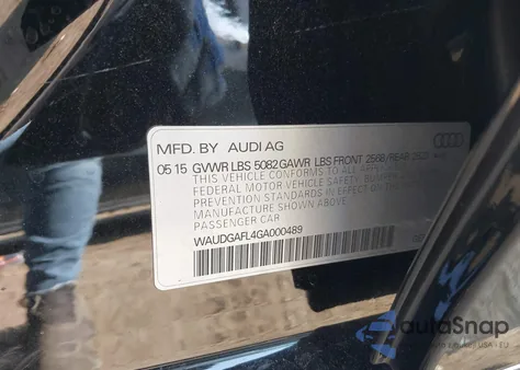 2016 Audi S4 3.0T Premium Plus z USA, uszkodzony, nr VIN WAUDGAFL4GA000489